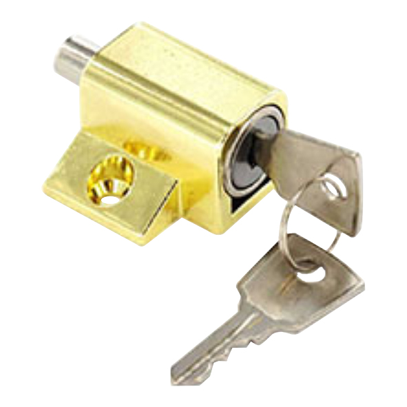 SP124L • Brassed • Push Lock For Sliding Windows and Doors