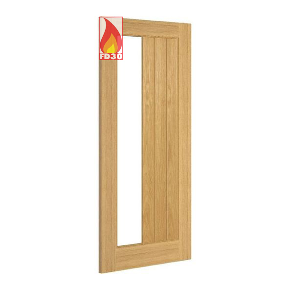 Deanta Internal Oak Ely 1 Side Light Pre-Finished Fire Door (Clear)