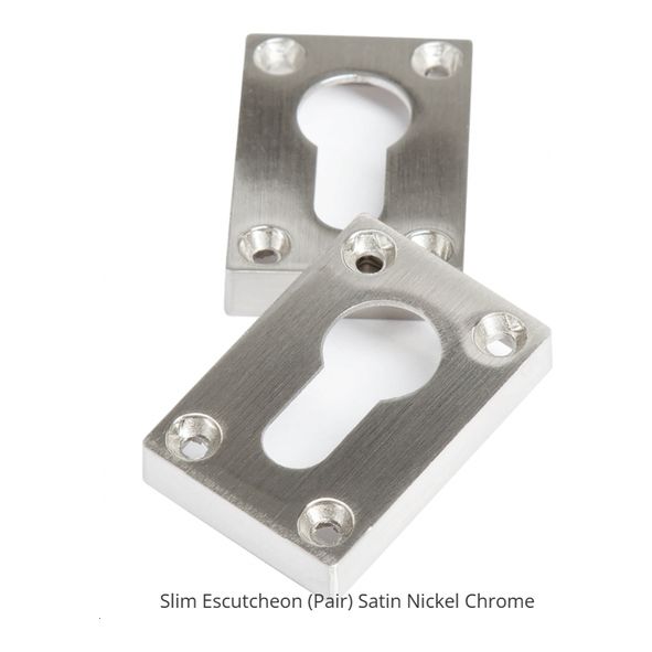 RECESCSNCP  50 x 35mm  Satin Nickel & Polished Chrome  Deanta Urban Slim Euro Cylinder Escutcheons