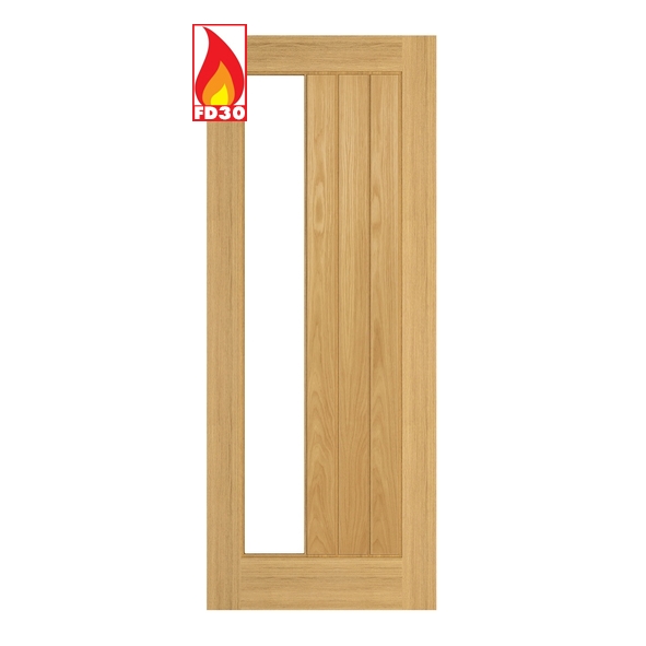 Deanta Internal Prefinished Oak Ely 1 Side Light Pre-Finished FD30 Fire Doors [Clear Glass]