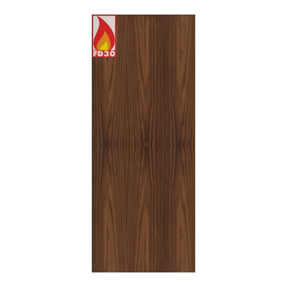 45FLWFDX826FSC  2040 x 826 x 44mm  Deanta Internal Flush Walnut Veneer FD30 Fire Door