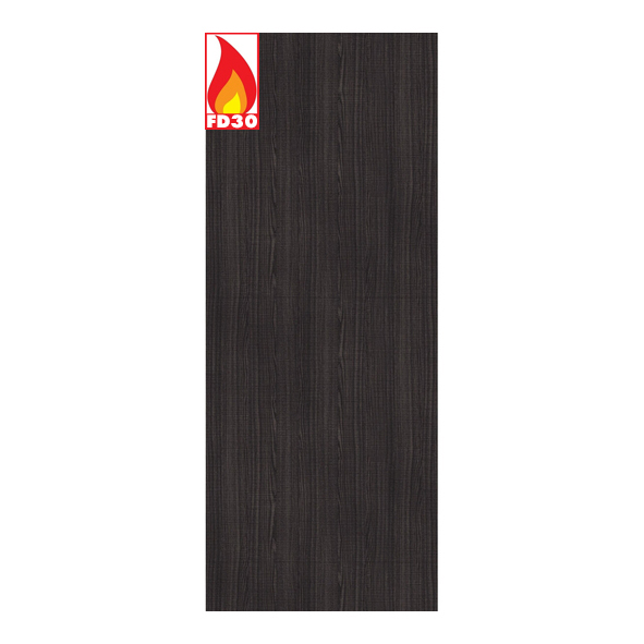 Deanta Internal Dark Grey Ash Flush Panel FD30 Pre-Finished Doors