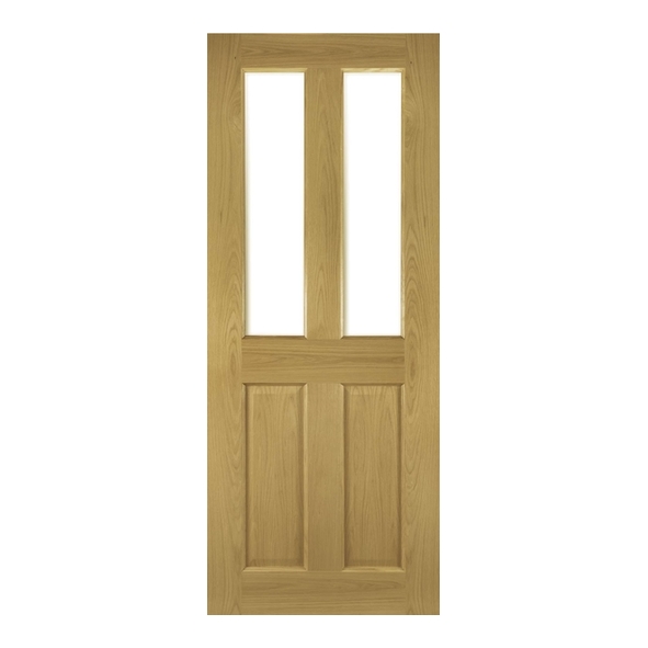 Deanta Internal Oak Bury Pre-Finished Doors [Clear Bevelled Glass]