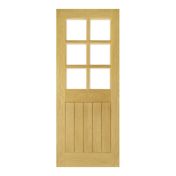 Deanta Internal Oak Ely 6 Light Pre-Finished Doors [Clear Bevelled Glass]