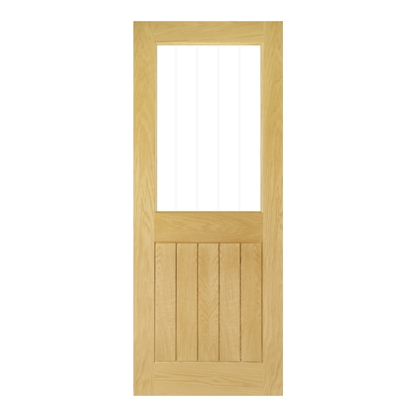 Deanta Internal Unfinished Oak Ely 1 Half Light Doors [Etched Glass]