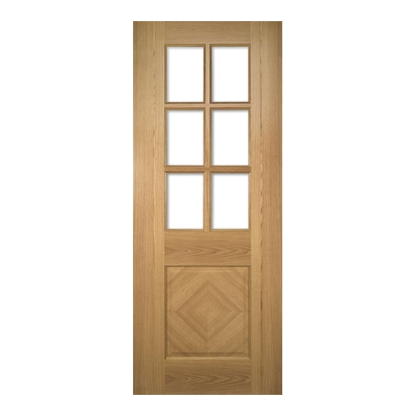 Deanta Internal Oak Kensington Pre-Finished Doors [Clear Bevelled Glass]