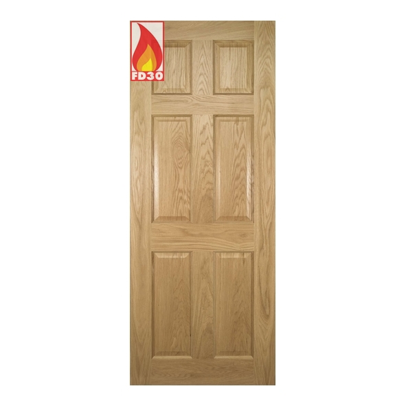 45NM8F/DX610FSC  1981 x 610 x 45mm [24]  Deanta Internal Oak Oxford Prefinished FD30 Fire Door