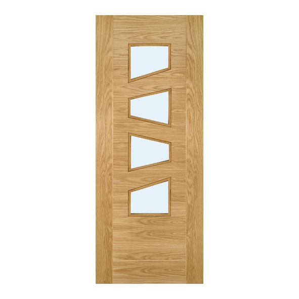 Deanta Internal Oak Seville Shaped 4 Light Pre-Finished Doors [Clear Glass]