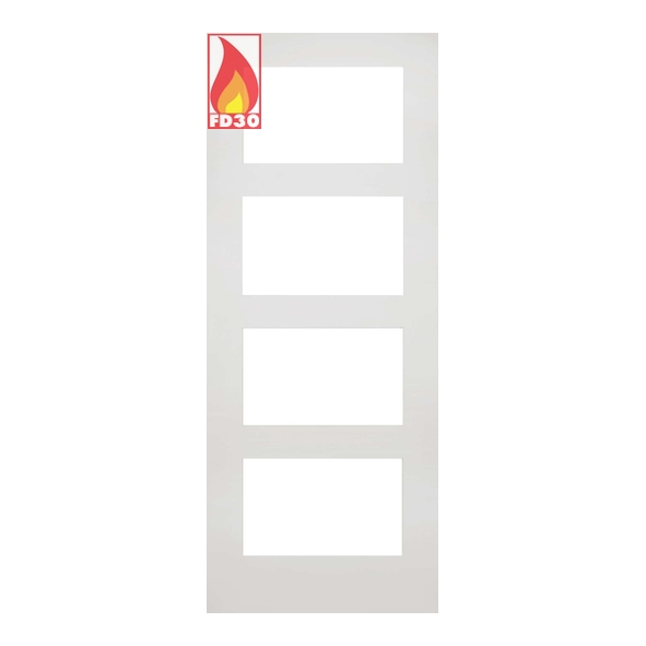 45COVGF/DWHP838  1981 x 838 x 45mm [33]  Deanta Internal Primed Coventry FD30 Fire Door [Clear Glazed]