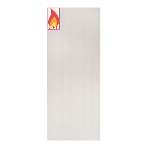 45ELYF/DWHP526  2040 x 526 x 45mm  Deanta Internal White Primed Ely FD30 Fire Door