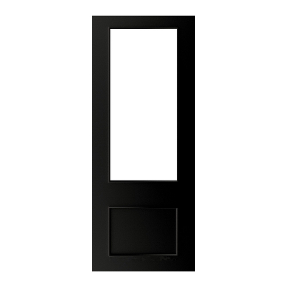 Deanta Internal Black Sandringham Pre-Finished Doors [Clear Bevelled Glass]