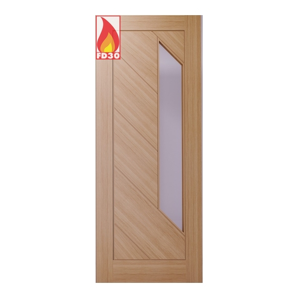 Deanta Internal Oak Torino Pre-Finished FD30 Fire Doors [Clear Glass]