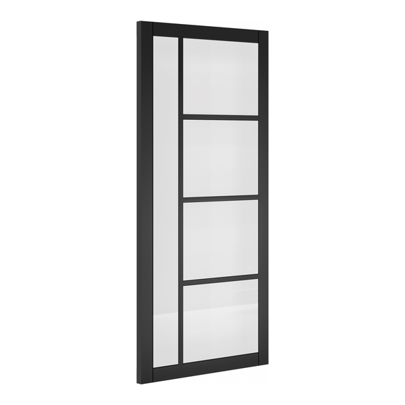 Deanta Internal Black Brixton Pre-Finished Doors [Clear Glass]