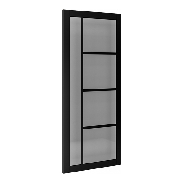 Deanta Internal Black Brixton Pre-Finished Doors [Tinted Glass]