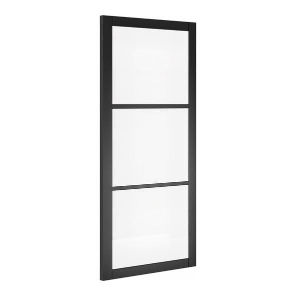 Deanta Internal Black Camden Pre-Finished Doors [Clear Glass]