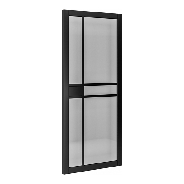 Deanta Internal Black Dalston Pre-Finished Doors [Tinted Glass]