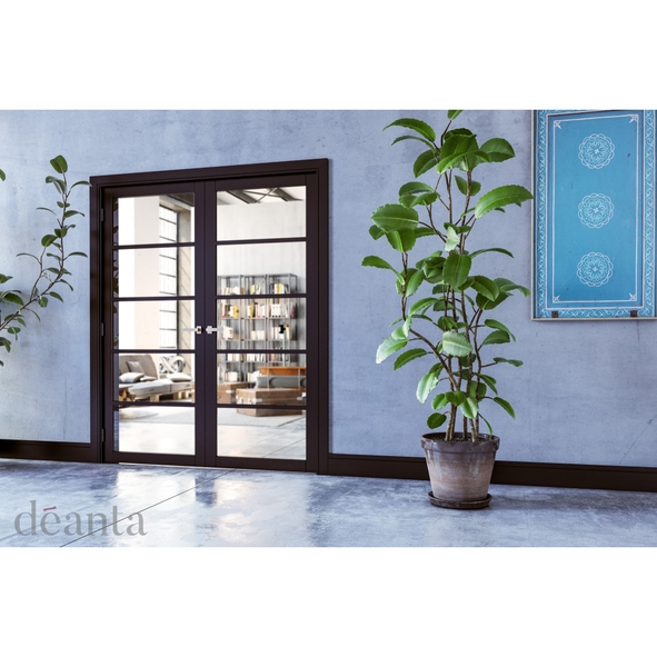 40SHOGBLP826 • 2040 x 826 x 40mm • Deanta Internal Black Prefinished Shoreditch Door [Clear Glazed]