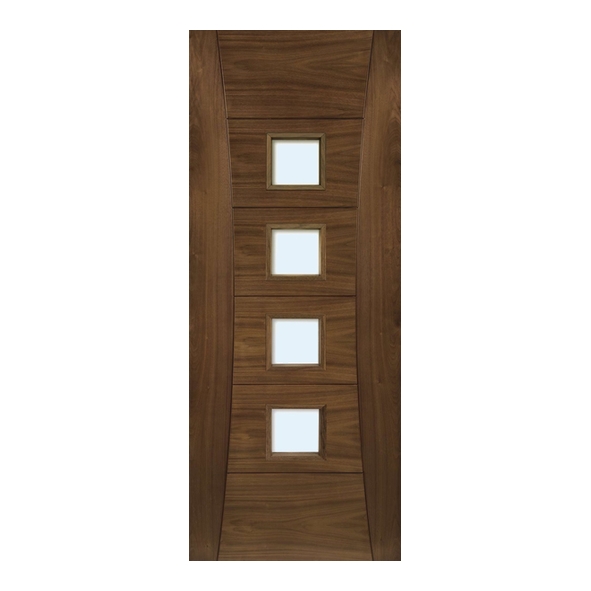 Deanta Internal Walnut Pamplona Pre-Finished Doors [Clear Glass]