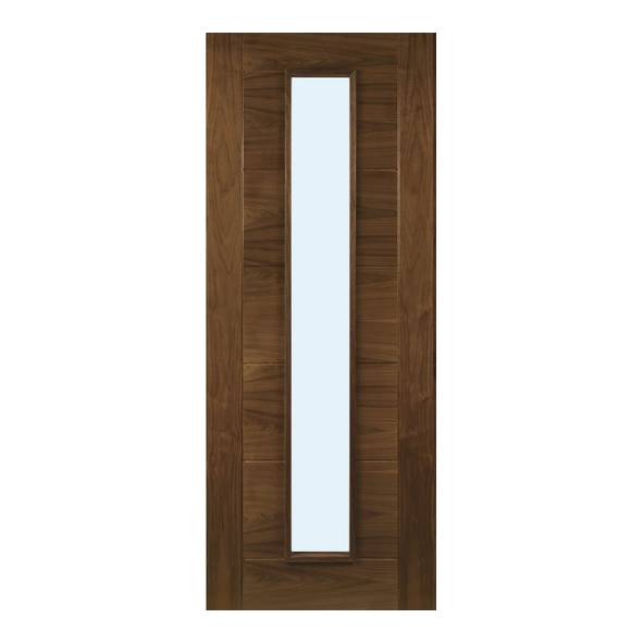 Deanta Internal Walnut Seville Pre-Finished Doors [Clear Glass]