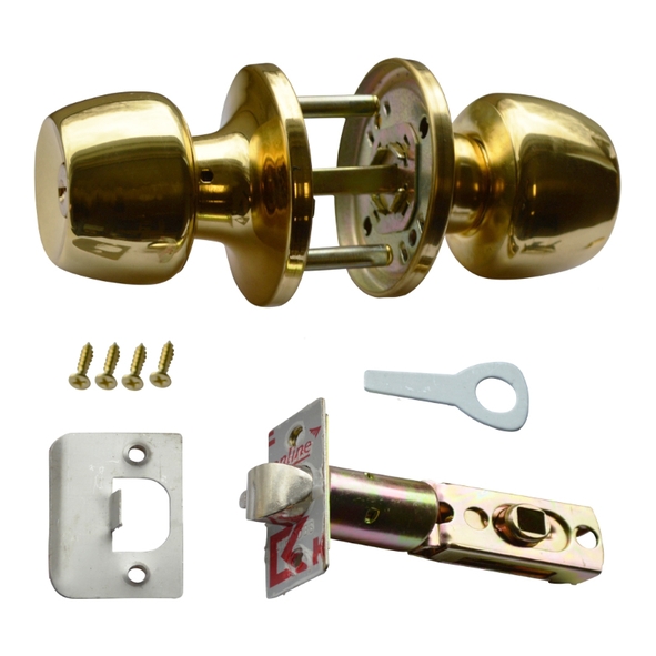 AS11438  PVD Brass  Asec Privacy Knobset With 60 / 70mm Backset Latch