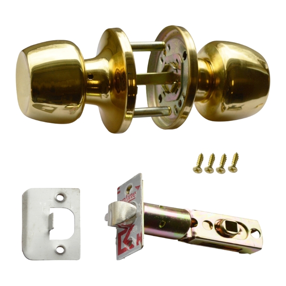 AS11439  PVD Brass  Asec Passage Knobset With 60 / 70mm Backset Latch