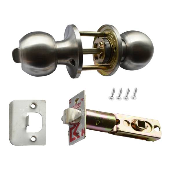 AS11440  Satin Stainless  Asec Entrance Knobset With 60 / 70mm Backset Latch
