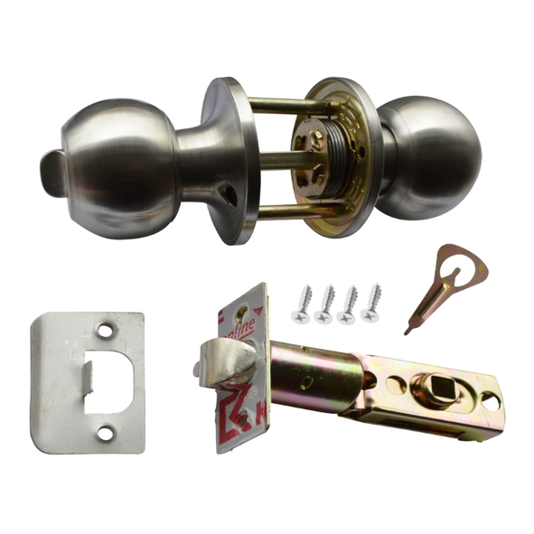 AS11441  Satin Stainless  Asec Privacy Knobset With 60 / 70mm Backset Latch