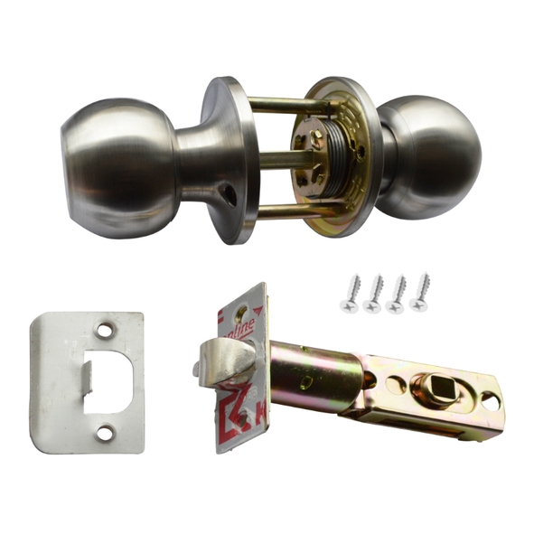 AS11442  Satin Stainless  Asec Passage Knobset With 60 / 70mm Backset Latch
