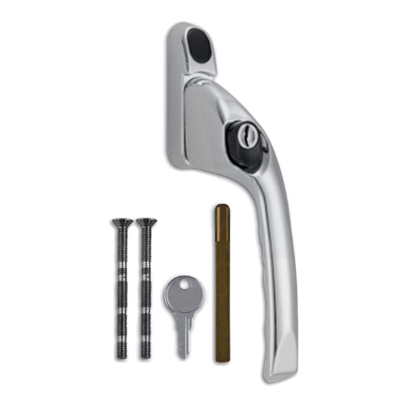 AS11784 • Right Hand • Polished Chrome • Offset Espagnolette Handle With 40mm Long Spindle