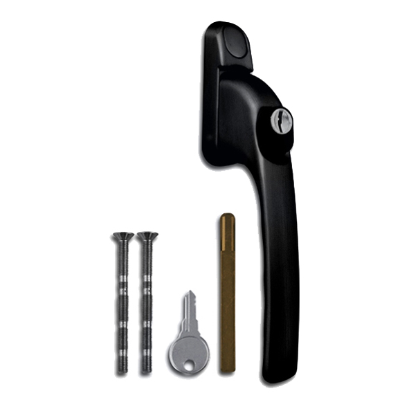 AS11742 • Black Powder Coated • Inline Espagnolette Handle With 40mm Long Spindle
