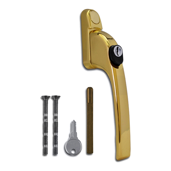 AS11743 • Polished Brass Plated • Inline Espagnolette Handle With 40mm Long Spindle
