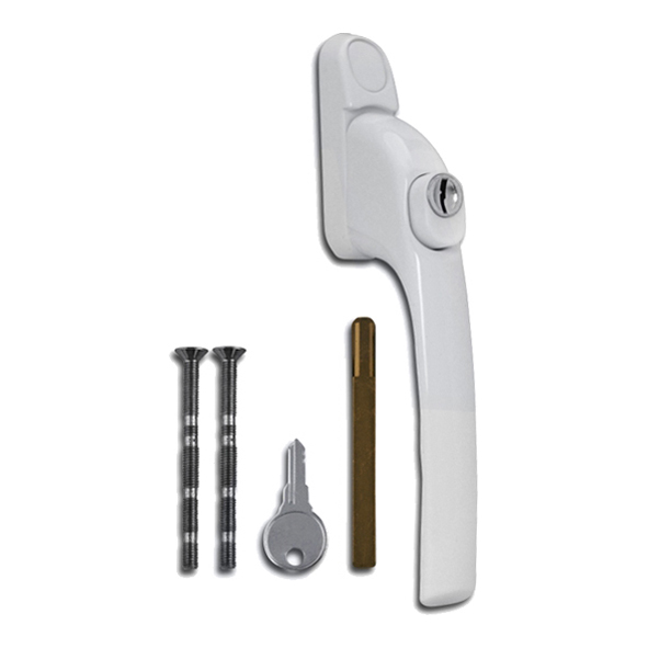AS11740 • White Powder Coated • Inline Espagnolette Handle With 40mm Long Spindle