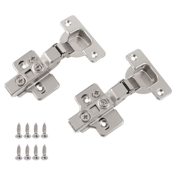 99030 � Half Overlay � Nickel Plated � 105� Soft Close Concealed 3D Adjustable Cabinet Hinges c/w Mounting Plates