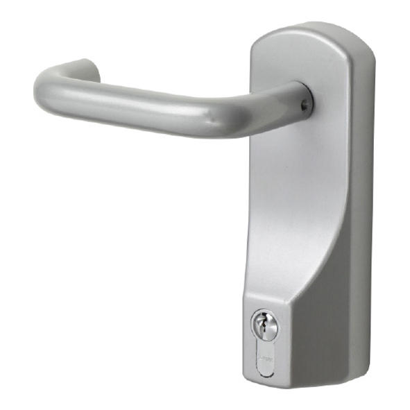 5465EC-47 • With Cylinder • Silver Powder Coated • Format Large Outside Access Device With Lever