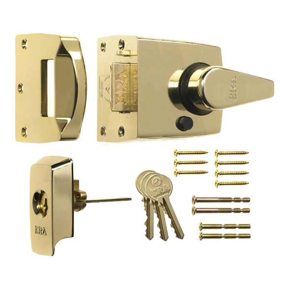 1730-PB/PB  90 x 83mm [60mm]  Brassed  ERA BS8621 Auto Deadlocking Escape Rim Nightlatch