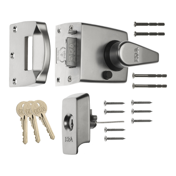 1730-SC/SC  90 x 83mm [60mm]  Satin Chrome  ERA BS8621 Auto Deadlocking Escape Rim Nightlatch