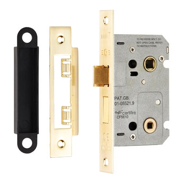 BAE5025EB • 064mm [044mm] • Electro Brassed • Contract Bathroom Lock With Square Forend & Striker