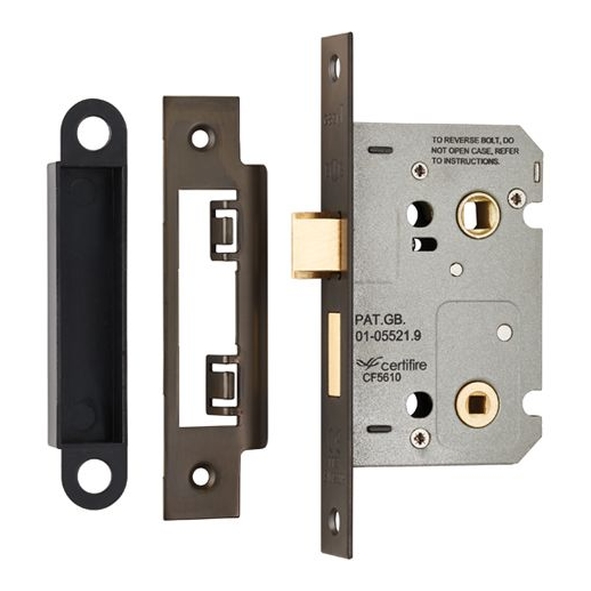 BAE5025MBRZ • 064mm [044mm] • Matt Bronze • Contract Bathroom Lock With Square Forend & Striker