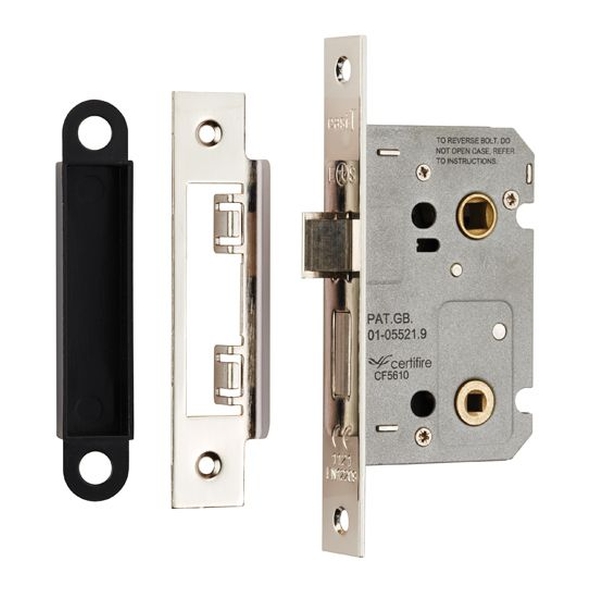 BAE5025NP • 064mm [044mm] • Nickel Plated • Contract Bathroom Lock With Square Forend & Striker
