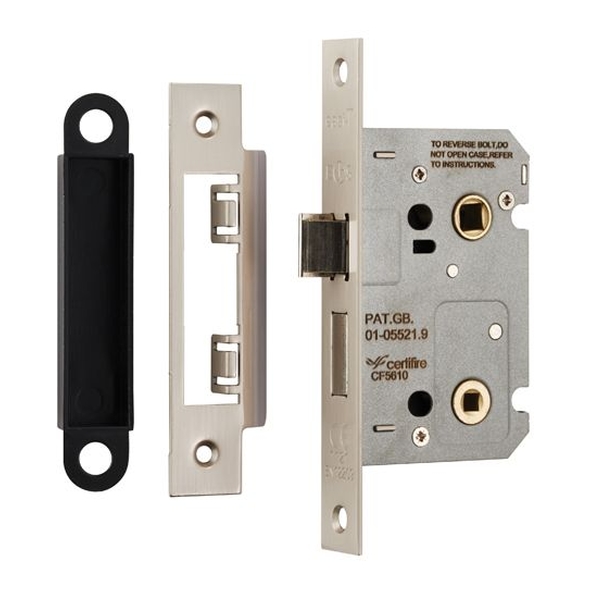 BAE5025SN • 064mm [044mm] • Satin Nickel • Contract Bathroom Lock With Square Forend & Striker