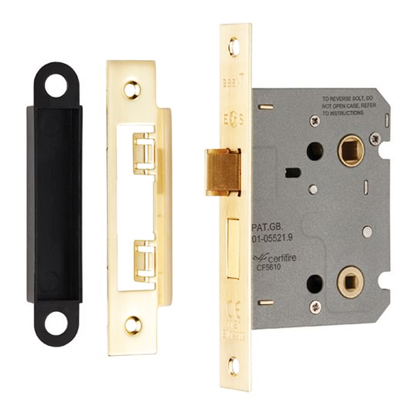 BAE5030EB • 076mm [057mm] • Electro Brassed • Contract Bathroom Lock With Square Forend & Striker