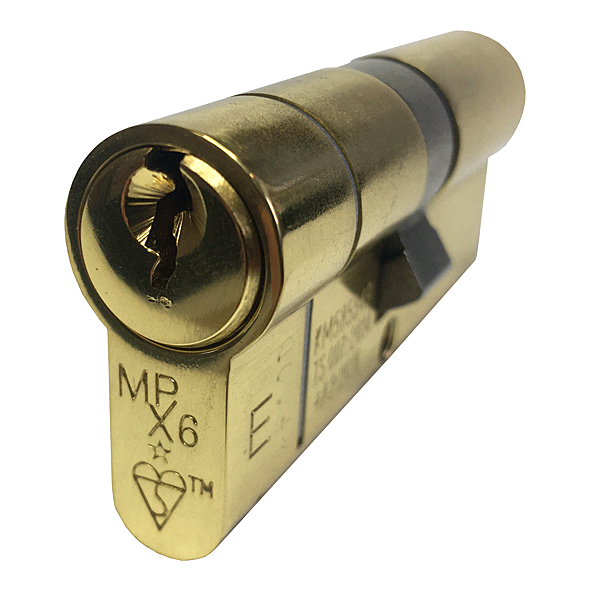 CYF772110PB • Ext 55 / Int 55mm • Polished Brass • MPX6 • 1 Star Master Keyed Euro Double Cylinder