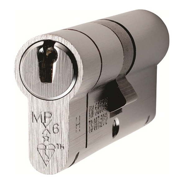 CYF7724060SC • Ext 40 / Int 60mm • Satin Chrome • MPX6 • 1 Star Master Keyed Euro Double Cylinder