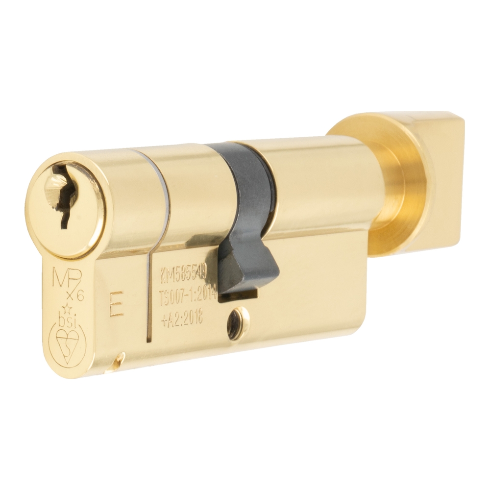 CYF74370PB  Key 35 / Turn 35mm  Polished Brass  MPX6  1 Star Keyed Alike Euro Cylinder & Turn