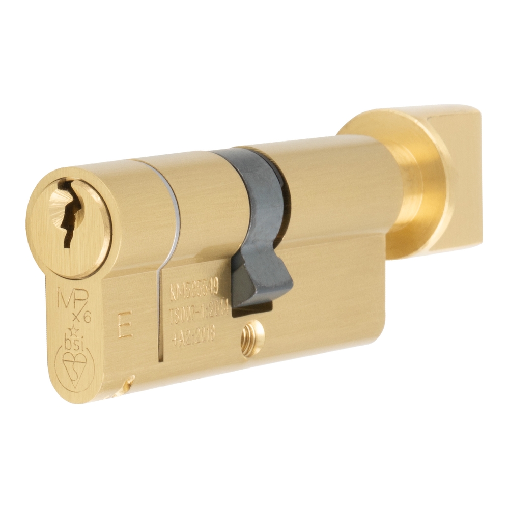CYF71370SB • Key 35 / Turn 35mm • Satin Brass • MPX6 • 1 Star Standard Differ Euro Cylinder & Turn