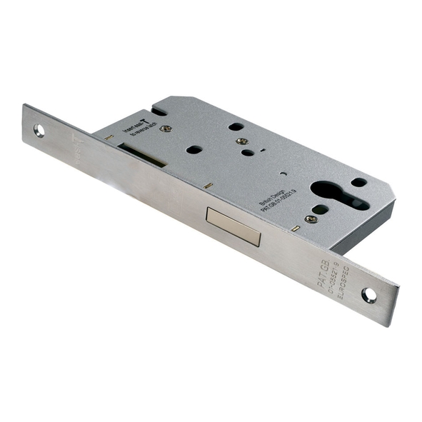DLE0055EPSSS • 085mm [055mm] • Satin Stainless • Square • Contract Euro Standard Deadlock Case