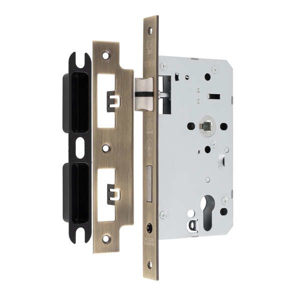 DLX7260EPAB  090mm [060mm]  Antique Brass  Square  Contract Euro Standard Sashlock Case