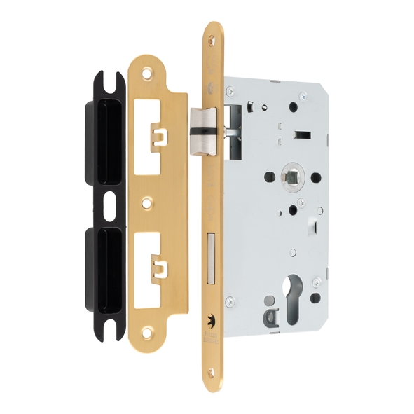 DLX7260EPSB/R  090mm [060mm]  Satin Brass  Radiused  Contract Euro Standard Sashlock Case