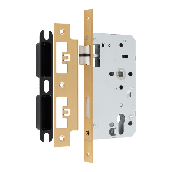 DLX7260EPSB  090mm [060mm]  Satin Brass  Square  Contract Euro Standard Sashlock Case