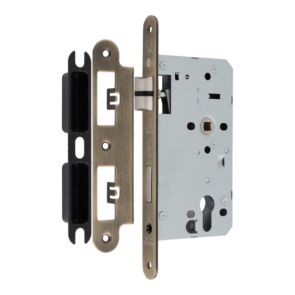 DLX7260ESCAB/R  090mm [060mm]  Antique Brass  Radiused  Contract Euro Standard Escape Sashlock Case